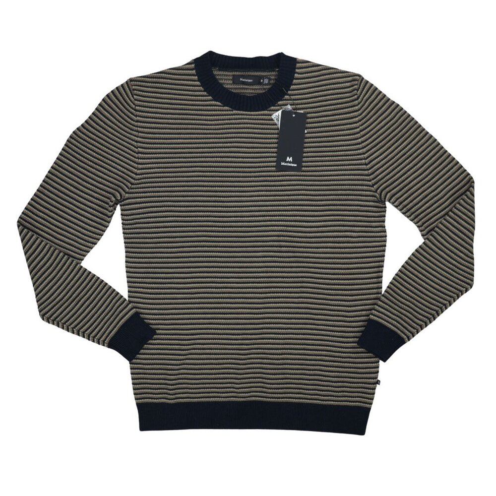 Matinique Textured Knit Triton Striped Crew Neck Pullover Men's Sweater NWT